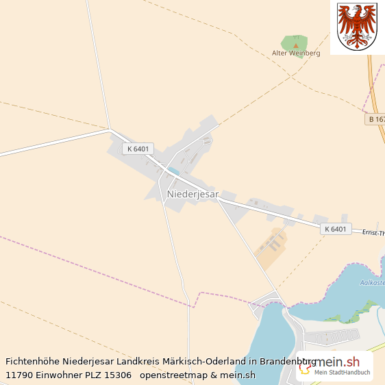 Fichtenhöhe Niederjesar Landkreis Märkisch-Oderland Lageplan © Openstreetmap Contributors Fichtenhöhe Niederjesar Lageplan